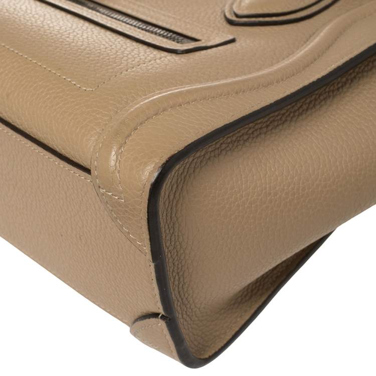 Pre Owned Celine Beige Leather Nano Luggage Tote