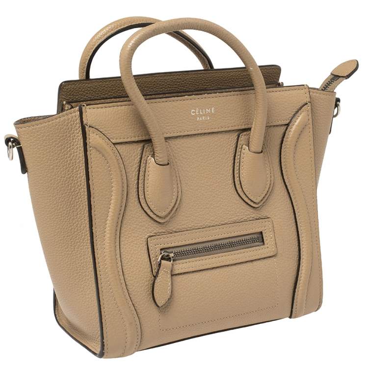 Pre Owned Celine Beige Leather Nano Luggage Tote