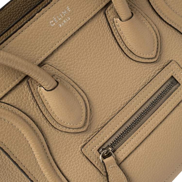 Pre Owned Celine Beige Leather Nano Luggage Tote