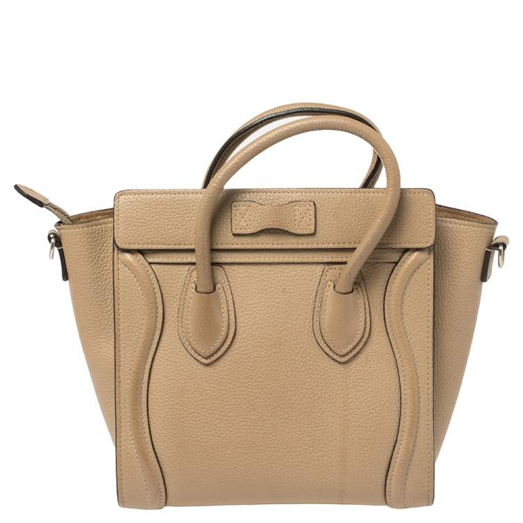 Pre Owned Celine Beige Leather Nano Luggage Tote