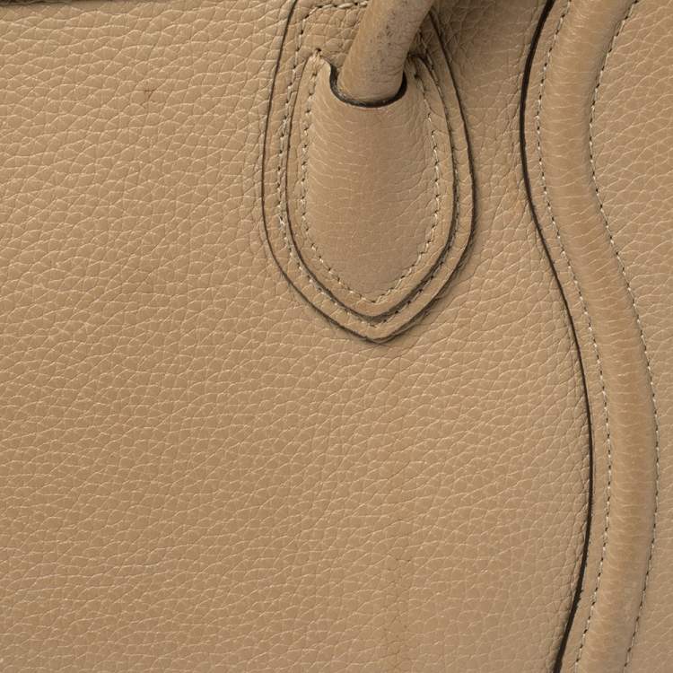 Pre Owned Celine Beige Leather Nano Luggage Tote