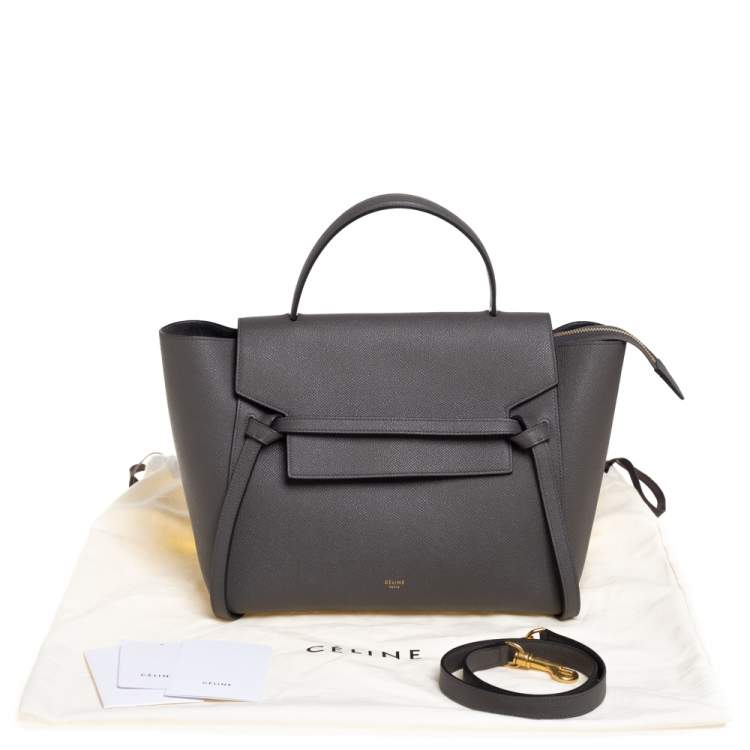 Pre Owned Celine Grey Leather Mini Belt Top Handle Bag