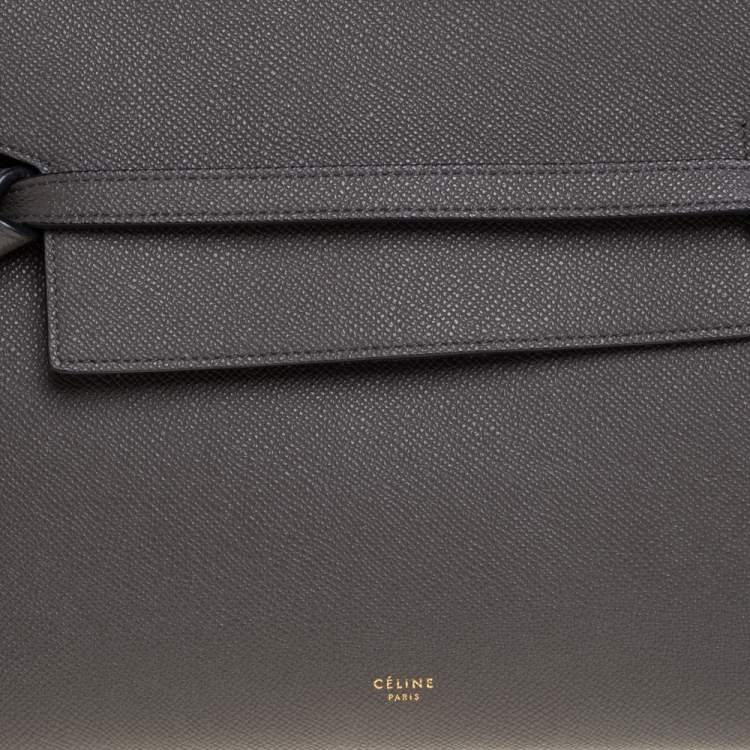 Pre Owned Celine Grey Leather Mini Belt Top Handle Bag