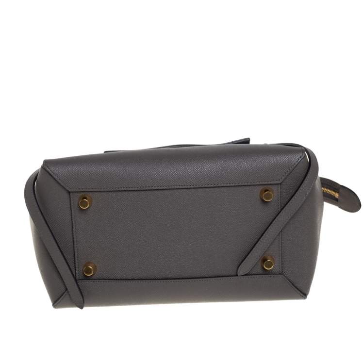 Pre Owned Celine Grey Leather Mini Belt Top Handle Bag