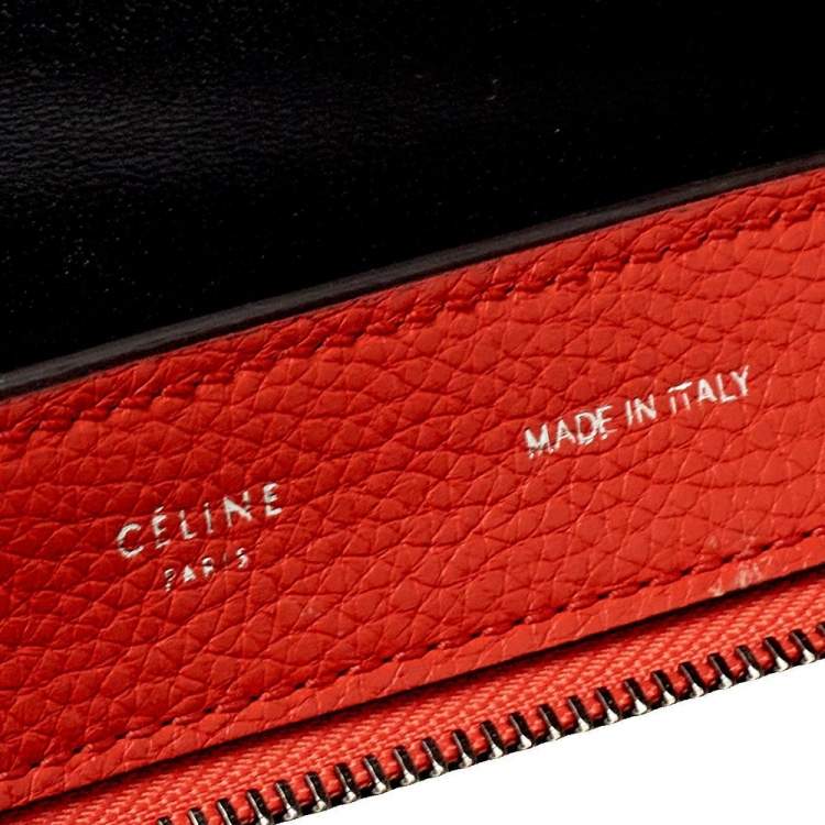 Pre Owned Celine Orange Leather and Suede Medium Trapeze Bag