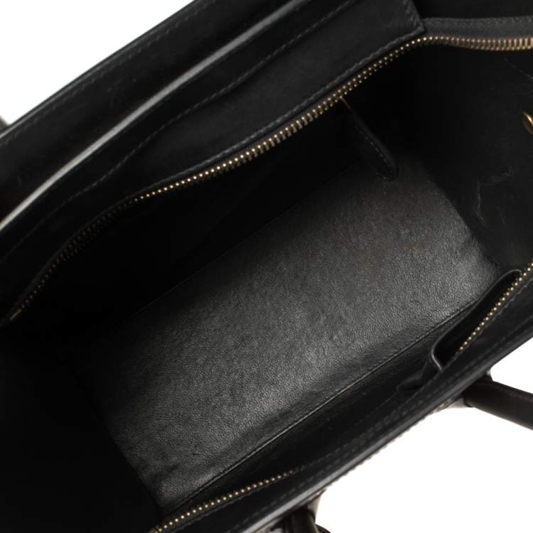 Pre Owned Celine Tri Color Leather and Suede Mini Luggage Tote