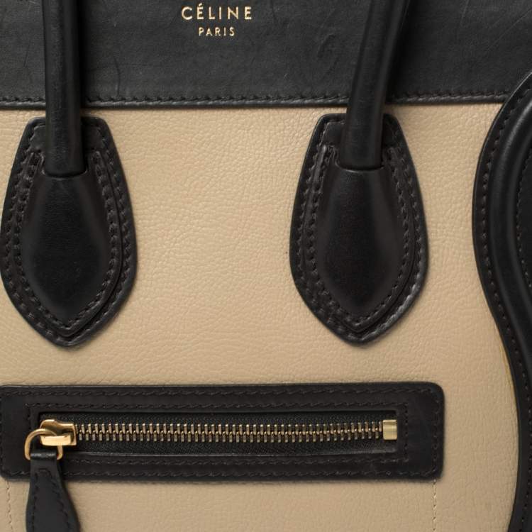 Pre Owned Celine Tri Color Leather and Suede Mini Luggage Tote