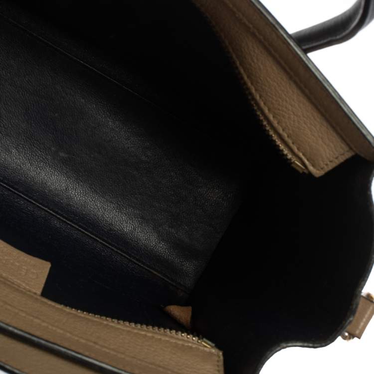 Pre Owned Celine Beige/Black Leather Nano Luggage Tote