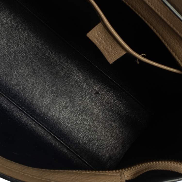 Pre Owned Celine Beige/Black Leather Nano Luggage Tote