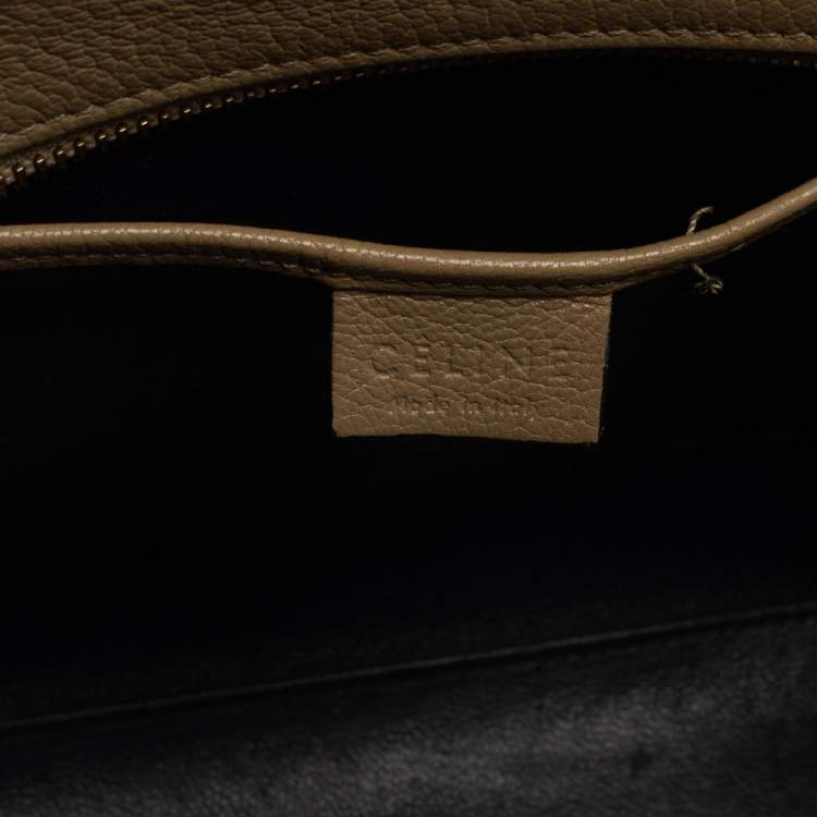 Pre Owned Celine Beige/Black Leather Nano Luggage Tote