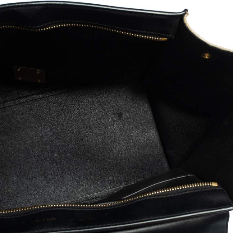 Pre Owned Celine Tri Color Leather and Canvas Medium Trapeze Bag