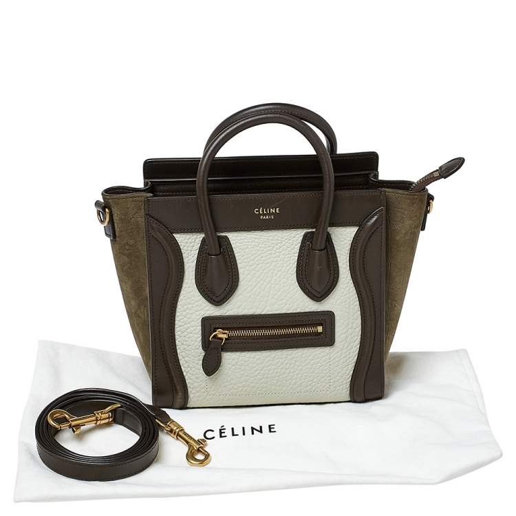 Pre Owned Celine Tri Color Leather and Nubuck Nano Luggage Tote