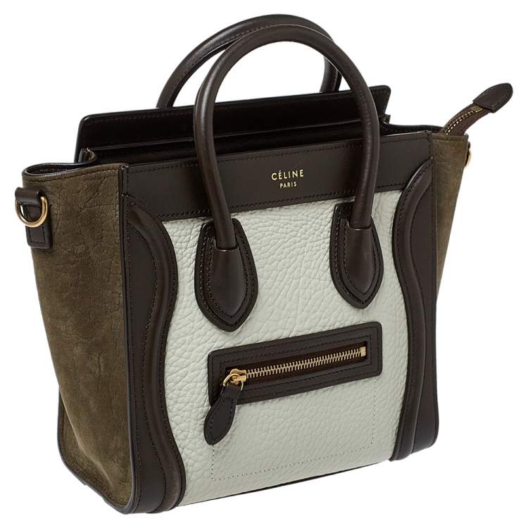Pre Owned Celine Tri Color Leather and Nubuck Nano Luggage Tote