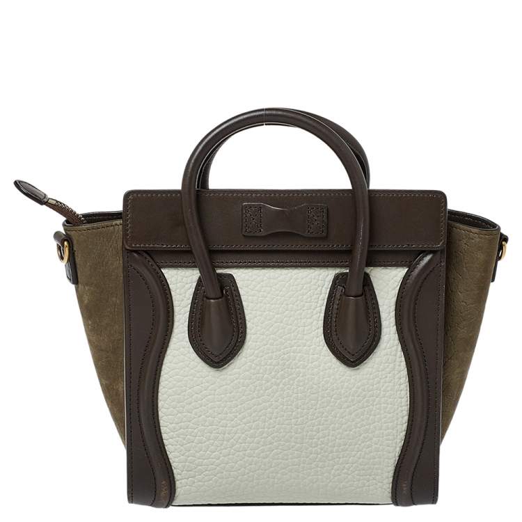 Pre Owned Celine Tri Color Leather and Nubuck Nano Luggage Tote