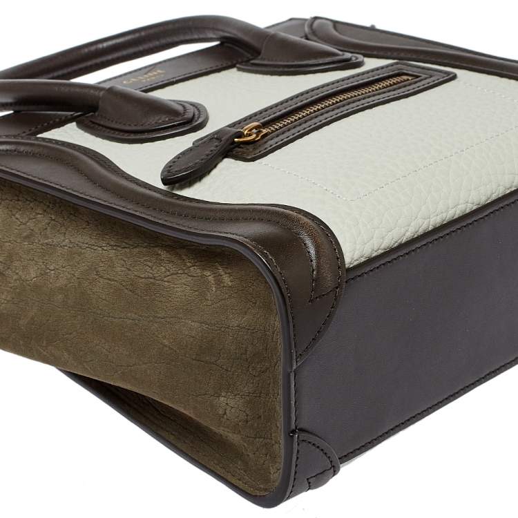 Pre Owned Celine Tri Color Leather and Nubuck Nano Luggage Tote