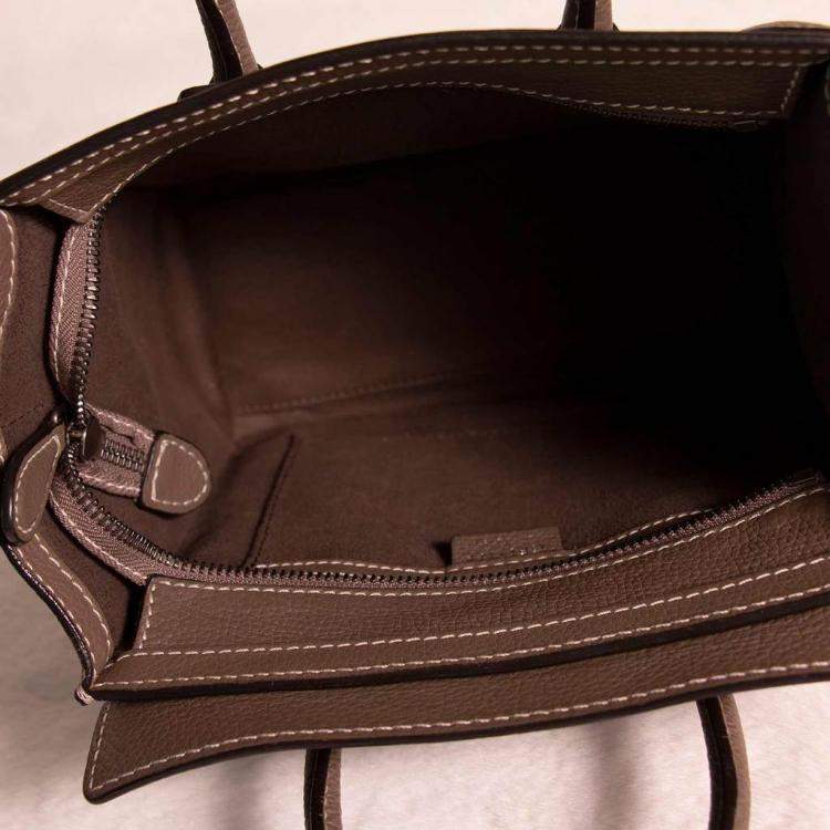 Pre Owned Celine Brown Leather Nano Luggage Tote Bag