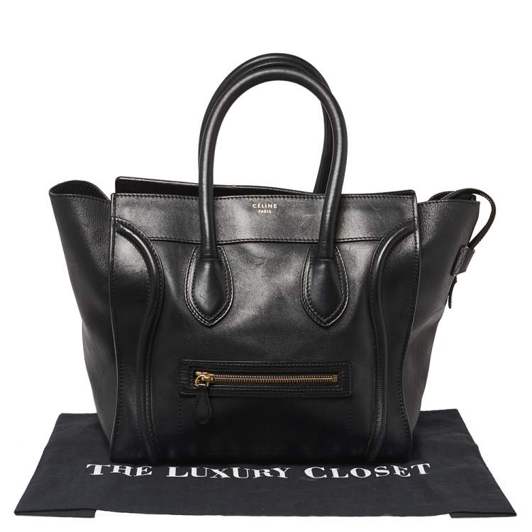 Pre Owned Celine Black Leather Mini Luggage Tote