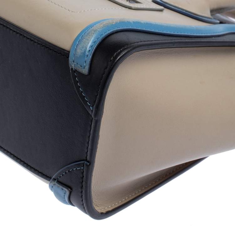 مملوكة مسبقًا Celine Tri Color Leather Nano Luggage Tote