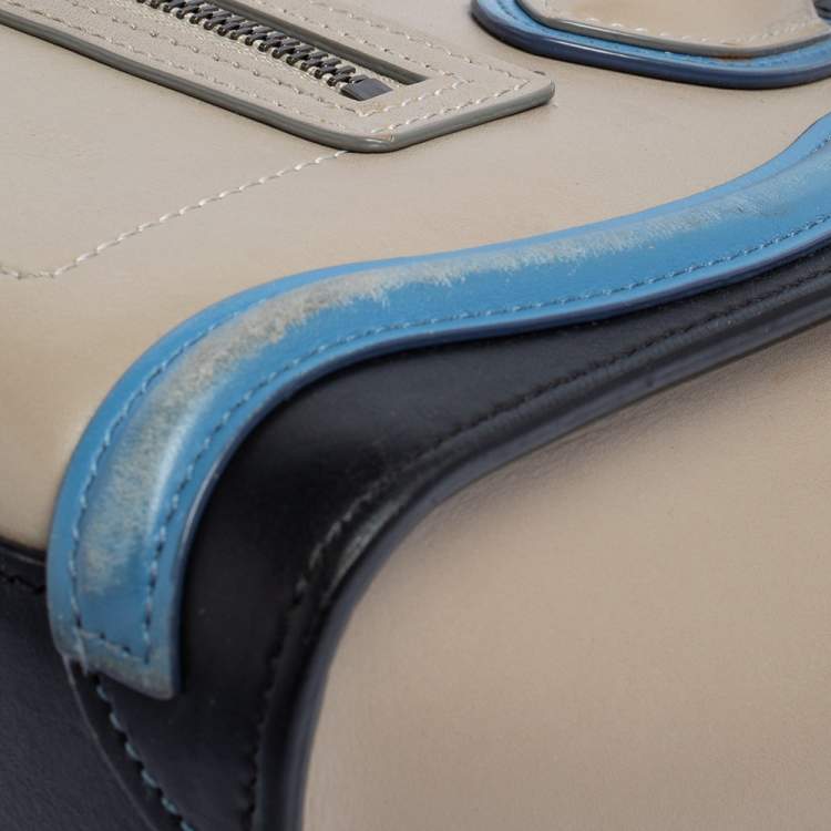 مملوكة مسبقًا Celine Tri Color Leather Nano Luggage Tote