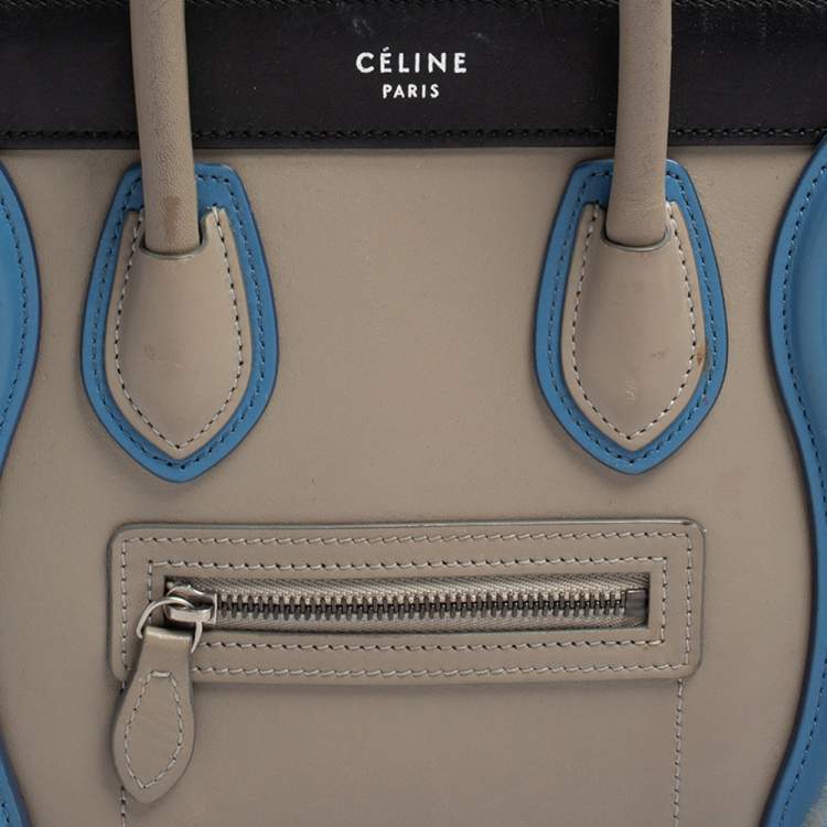 مملوكة مسبقًا Celine Tri Color Leather Nano Luggage Tote