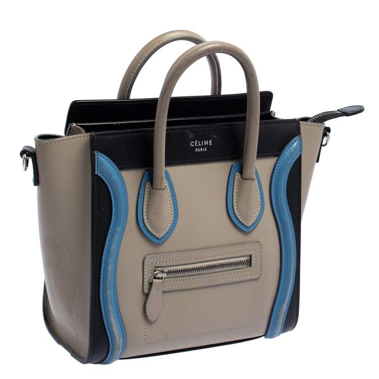 مملوكة مسبقًا Celine Tri Color Leather Nano Luggage Tote