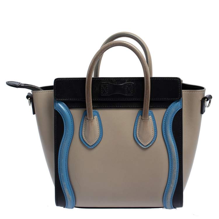 مملوكة مسبقًا Celine Tri Color Leather Nano Luggage Tote