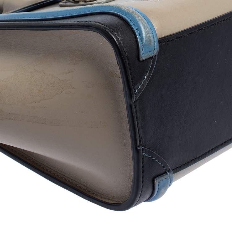 مملوكة مسبقًا Celine Tri Color Leather Nano Luggage Tote