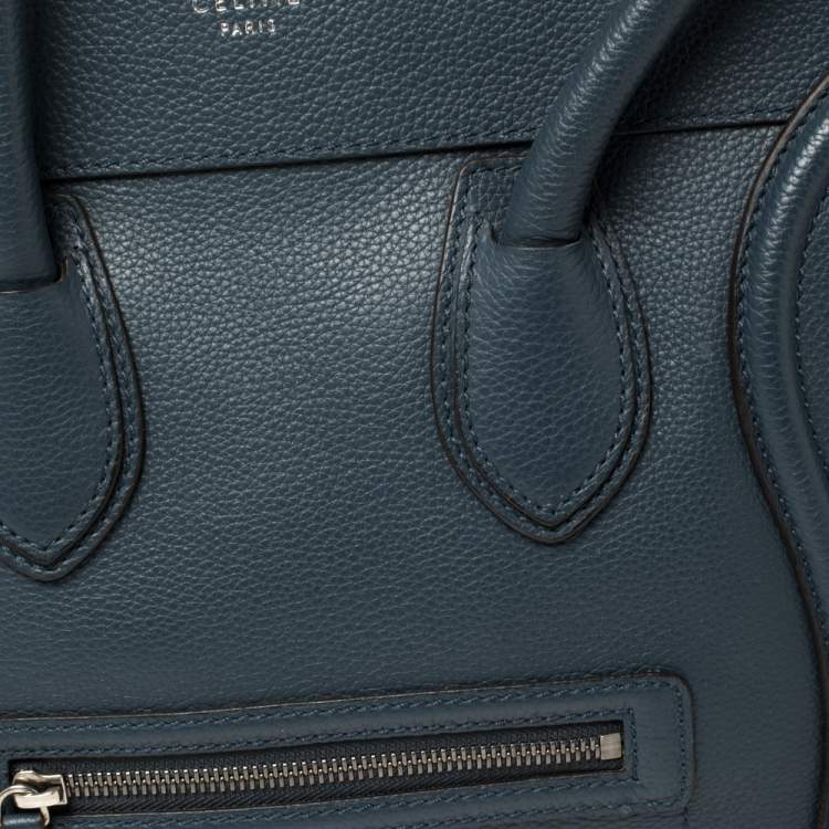 Pre Owned Céline Blue Leather Mini Luggage Tote
