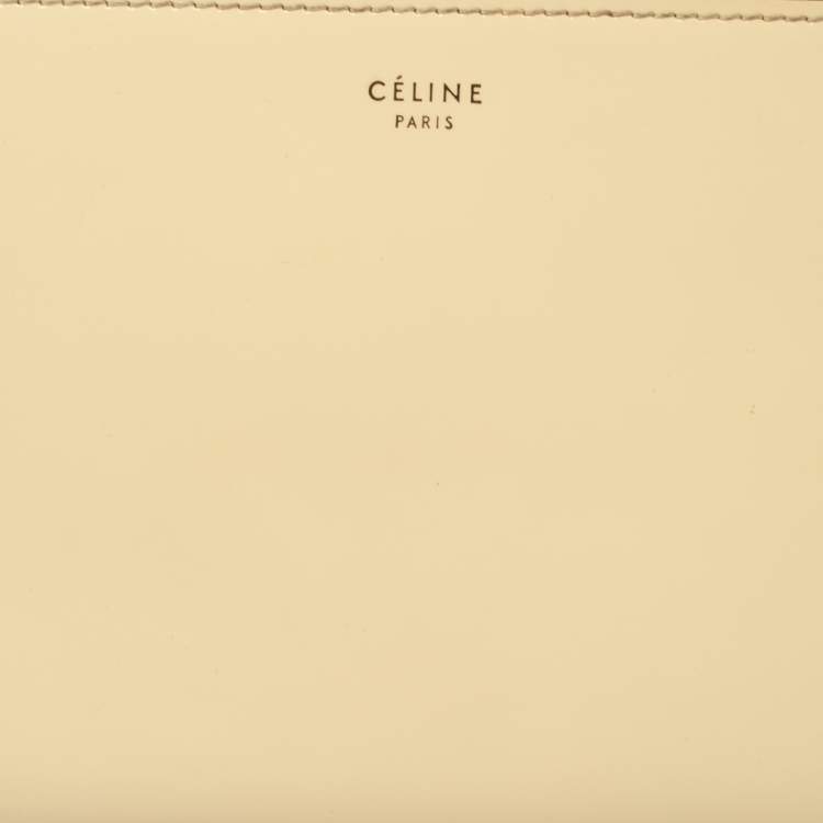 Pre Owned Celine Cream Patent Leather Zip Around Wallet