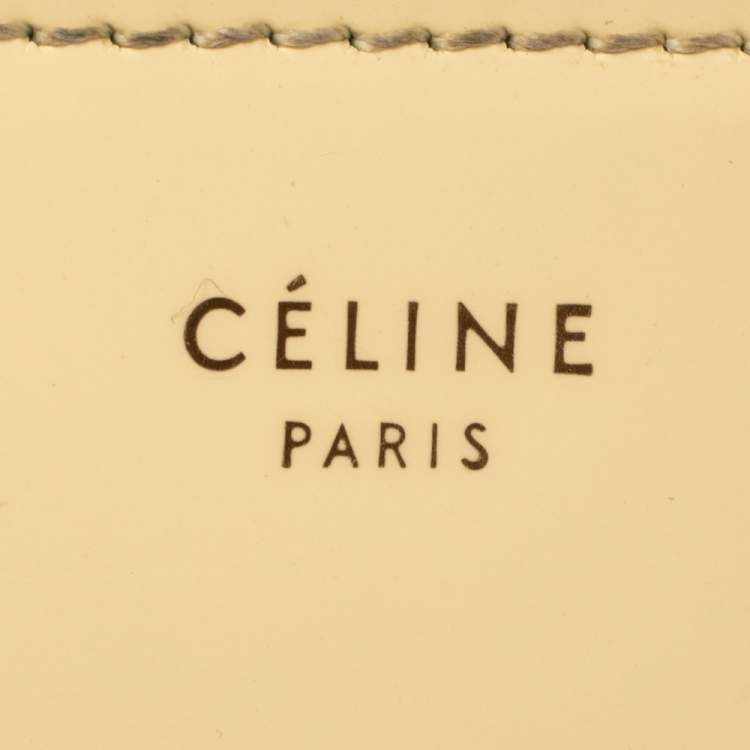Pre Owned Celine Cream Patent Leather Zip Around Wallet