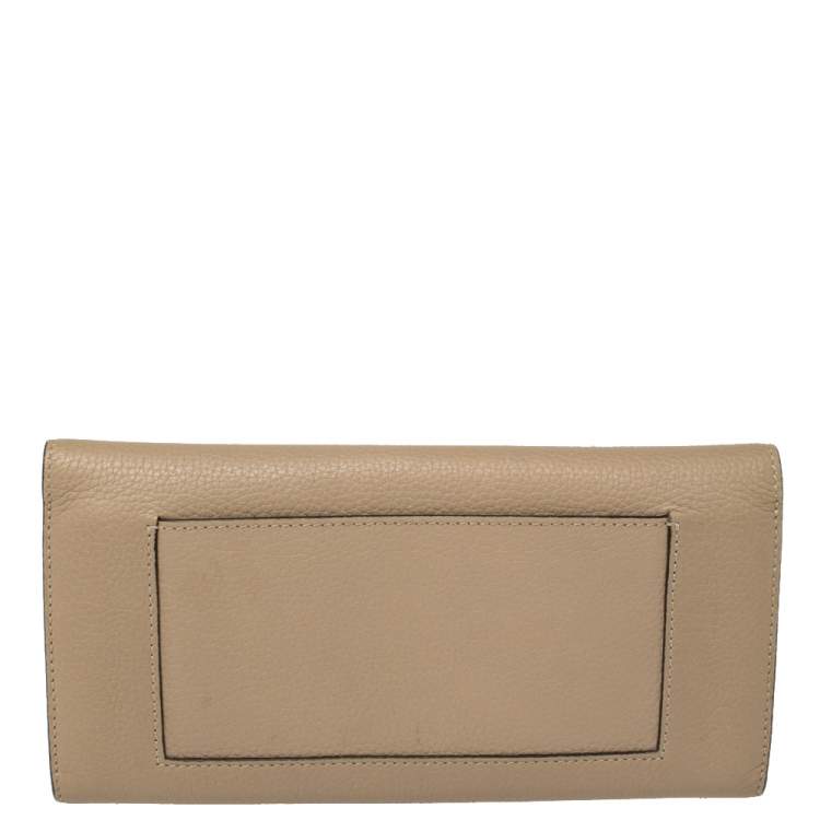 Pre Owned Celine Beige Leather Large Multifunction Flap Wallet
