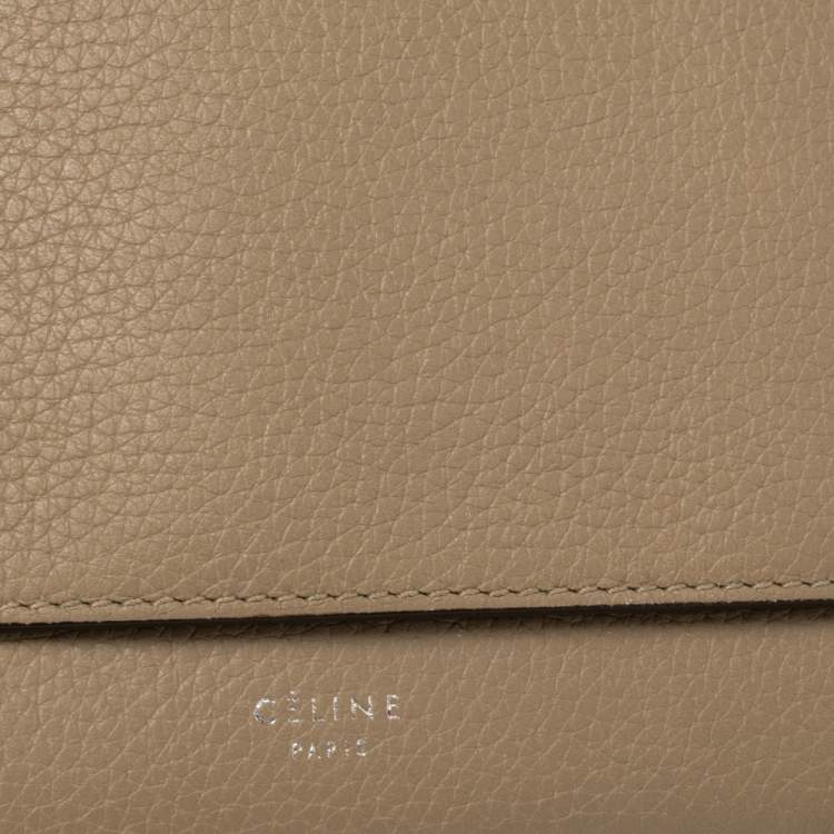 Pre Owned Celine Beige Leather Large Multifunction Flap Wallet