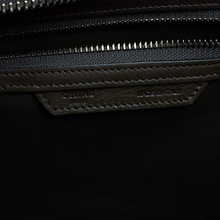 Pre Owned Céline Dark Olive Green Leather Micro Luggage Tote