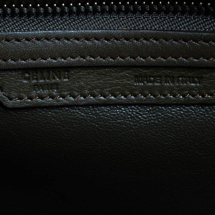 Pre Owned Céline Dark Olive Green Leather Micro Luggage Tote