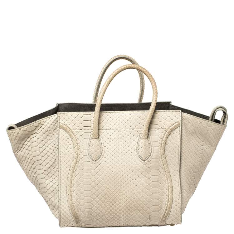 Pre Owned Celine Grey Python Medium Phantom Luggage Tote