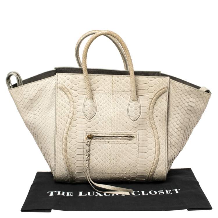 Pre Owned Celine Grey Python Medium Phantom Luggage Tote