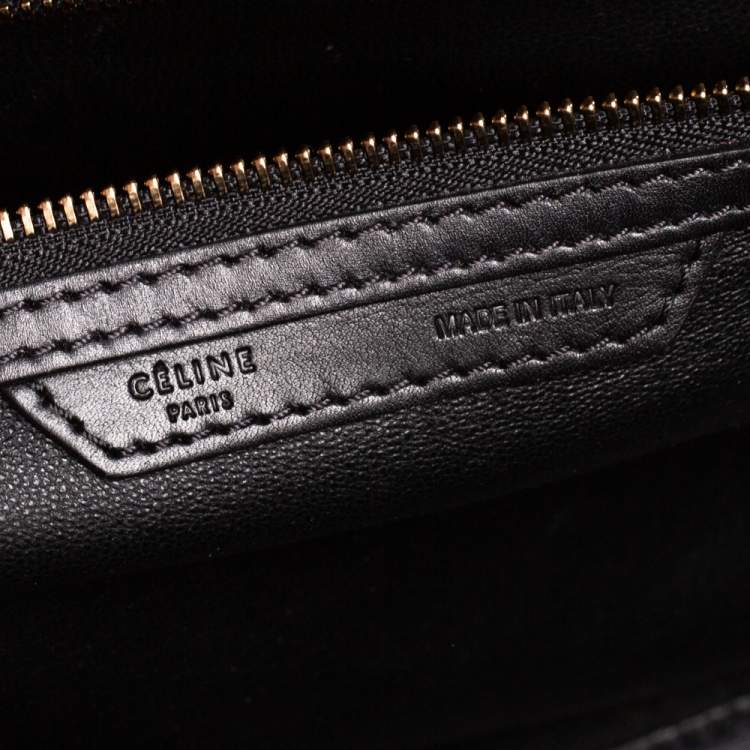 Pre Owned Celine Black/Beige Python and Leather Mini Luggage Tote