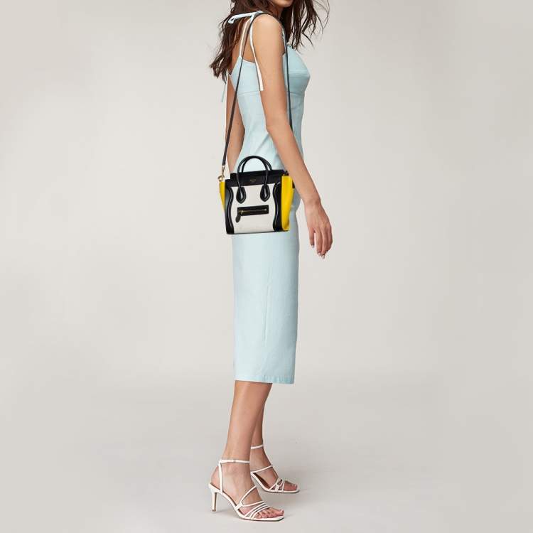 مملوكة مسبقًا Céline Tri Color Leather Nano Luggage Tote