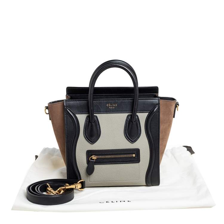 Pre Owned Celine Tri Color Leather and Nubuck Nano Luggage Tote