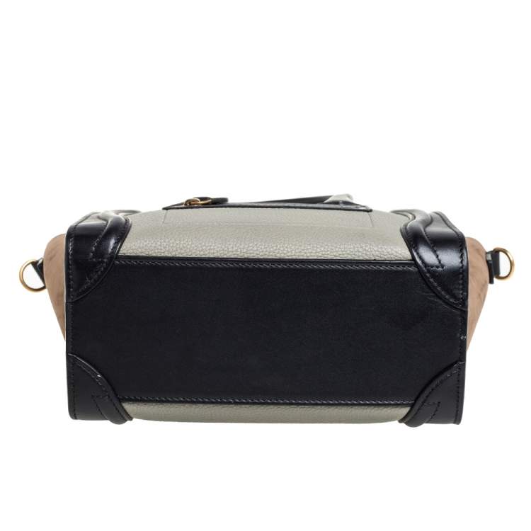 Pre Owned Celine Tri Color Leather and Nubuck Nano Luggage Tote