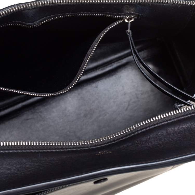 Pre Owned Celine Black/Beige Python and Leather Medium Edge Top Handle Bag