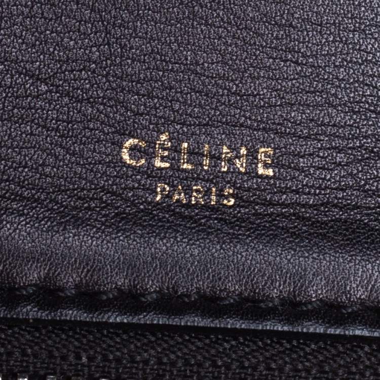 Pre Owned Celine Black/Beige Python and Leather Medium Edge Top Handle Bag