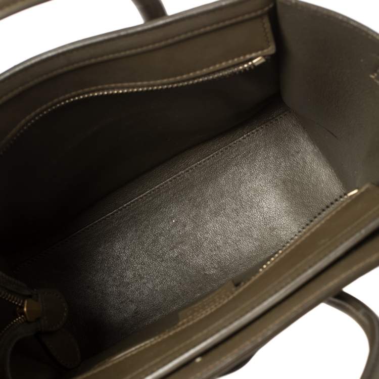Pre Owned Céline Olive Green Leather Nano Luggage Tote