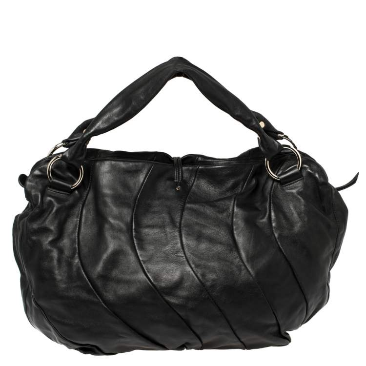 Pre Owned Celine Black Leather Large Bittersweet Hobo