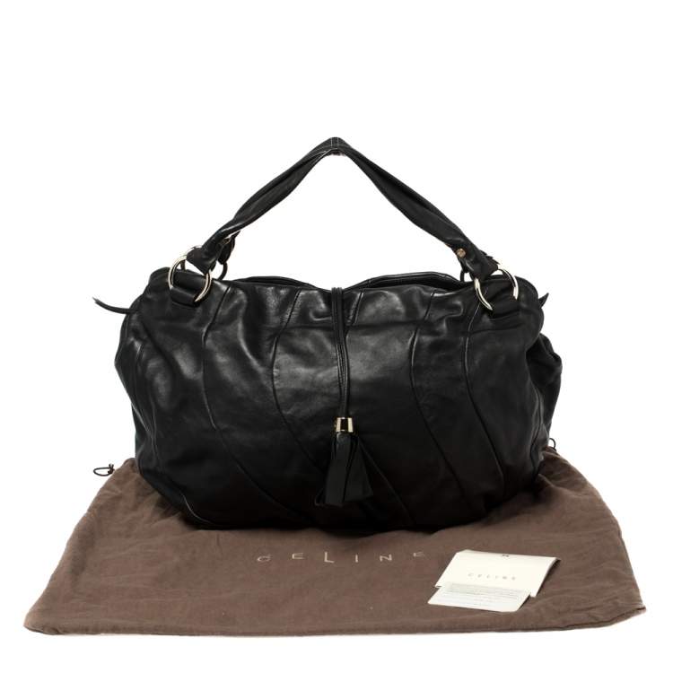 Pre Owned Celine Black Leather Large Bittersweet Hobo