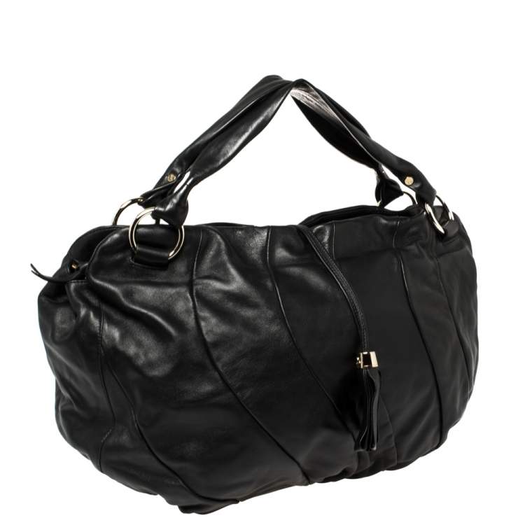 Pre Owned Celine Black Leather Large Bittersweet Hobo