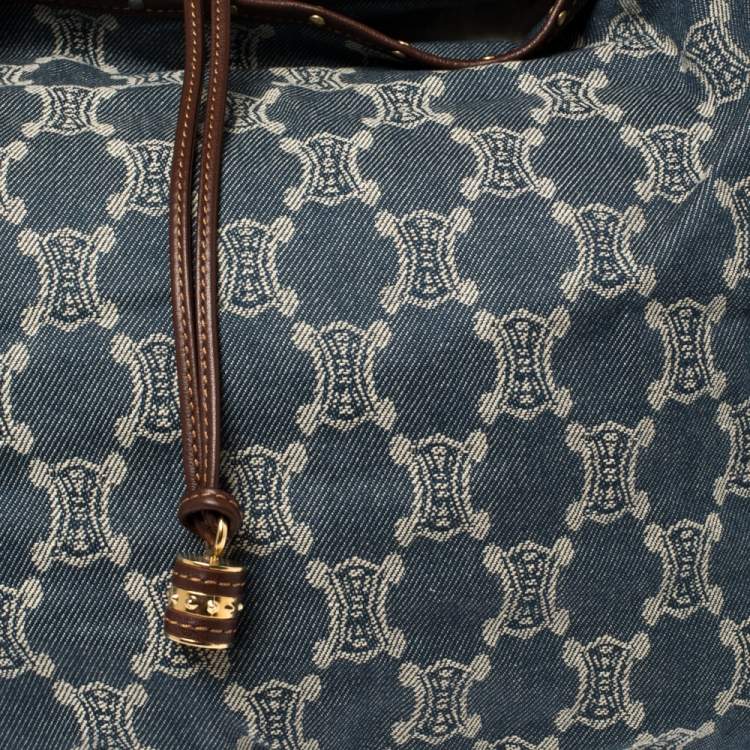 Pre Owned Celine Blue/Brown Macadam Denim and Leather Bittersweet Hobo