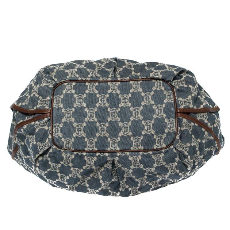 Pre Owned Celine Blue/Brown Macadam Denim and Leather Bittersweet Hobo