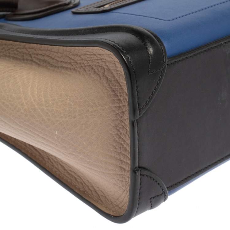 Pre Owned Céline Tri Color Leather Nano Luggage Tote