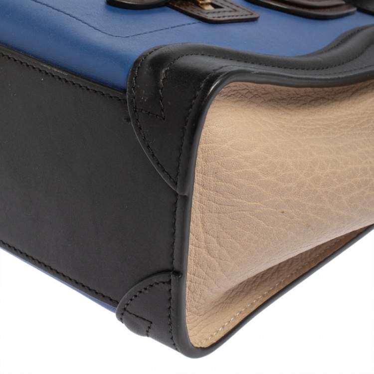 Pre Owned Céline Tri Color Leather Nano Luggage Tote